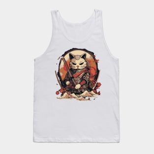 Japanese Samurai Cat Tank Top